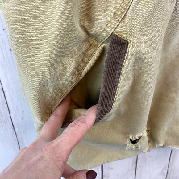 VTG Wrangler Hero Canvas Sherpa Lined Vest Full Zip Pockets Khaki Men's Size XL - Picture 3 of 10